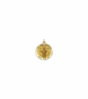 3/4 Inch 14KT Gold Round St. Jude Medal, Patron Saint of Hopeless Causes and Desperation