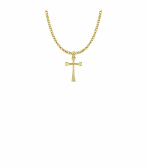 3/4 Inch Brass Gold Plated Girl Maltese First Communion Cross Necklace