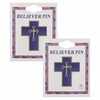3/4 Inch Gold Cross Pin with Heart Shaped Endpoints on Believer Card-Pack of 2