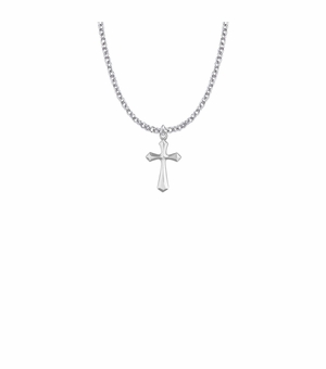 3/4 Inch Silver Plated Flared and Pointed Ends Cross Necklace