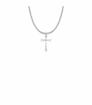 3/4 Inch Silver Plated Girl Maltese First Communion Cross Necklace