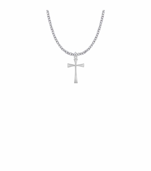 3/4 Inch Silver Plated Maltese Cross Necklace