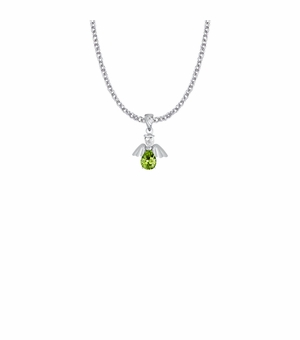 3/4 Inch Sterling Silver and Glass Crystal August Birthstone Angel Necklace
