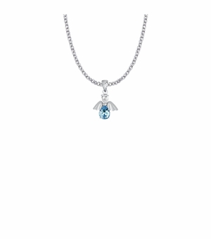 3/4 Inch Sterling Silver and Glass Crystal December Birthstone Angel Necklace