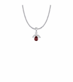3/4 Inch Sterling Silver and Glass Crystal January Birthstone Angel Necklace