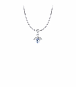 3/4 Inch Sterling Silver and Glass Crystal June Birthstone Angel Necklace