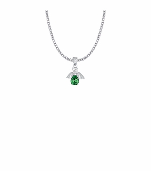 3/4 Inch Sterling Silver and Glass Crystal May Birthstone Angel Necklace
