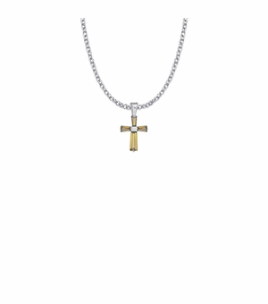 3/4 Inch Sterling Silver and Glass Crystal November Birthstone Baguette Cross Necklace