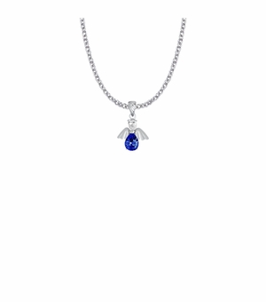 3/4 Inch Sterling Silver and Glass Crystal September Birthstone Angel Necklace