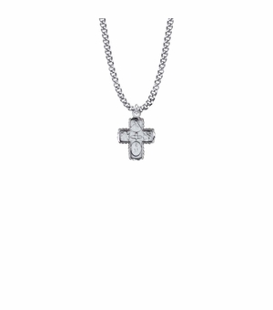 3/4 Inch Sterling Silver Beaded Border Five Way Medal