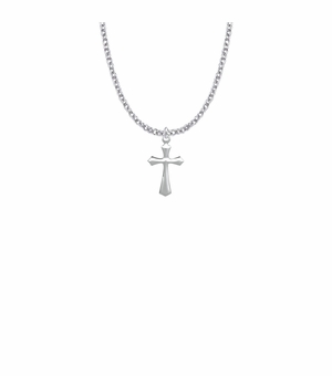 3/4 Inch Sterling Silver Beveled Cross Necklace