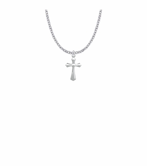 3/4 Inch Sterling Silver Beveled Cross Necklace