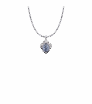 3/4 Inch Sterling Silver Blue Enameled Shell Miraculous Medal