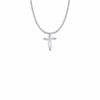 3/4 Inch Sterling Silver Crystal CZ Stones Bow Cross Necklace