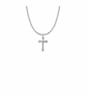 3/4 Inch Sterling Silver Decorative Scroll Crucifix Necklace