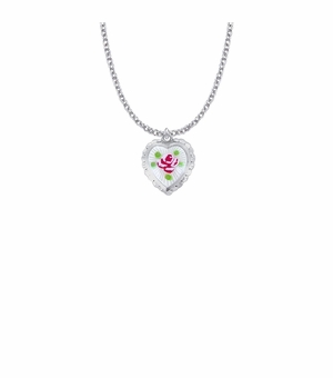 3/4 Inch Sterling Silver Enameled Heart and Shadow Miraculous Medal