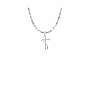 3/4 Inch Sterling Silver Flared and Wired Cross Necklace