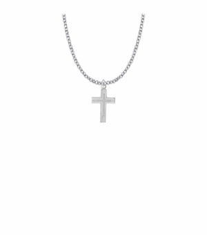3/4 Inch Sterling Silver Lined and Inner Cross Necklace