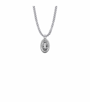 3/4 Inch Sterling Silver Oval Engraved Miraculous Medal