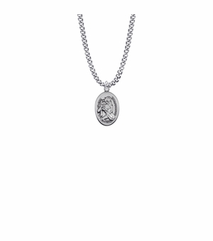 3/4 Inch Sterling Silver Oval St. Christopher Medal, Patron Saint of Travelers