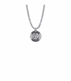 3/4 Inch Sterling Silver Round St. Anne Medal, Patron Saint of Women in Labor
