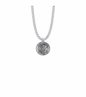 3/4 Inch Sterling Silver Round St. Joseph Medal, Patron Saint of Carpenters and Fathers