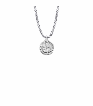 3/4 Inch Sterling Silver Round St. Peregrine Medal, Patron Saint of Cancer