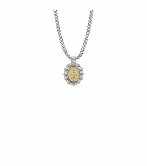 3/4 Inch Two-Tone Sterling Silver Filigree Miraculous Medal