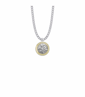 3/4 Inch Two-Tone Sterling Silver St.Anthony Medal, Patron Saint of Lost Articles