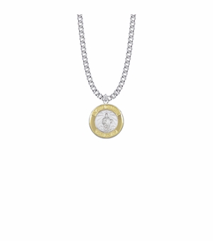 3/4 Inch Two-Tone Sterling Silver St.Jude Medal, Patron Saint of Hopeless Causes and Desperation