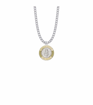 3/4 Inch Two-Tone Sterling Silver St.Peregrine Medal, Patron Saint of Cancer