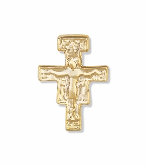 3/4 x 1/2 Inch Gold Crucifix Lapel Pin