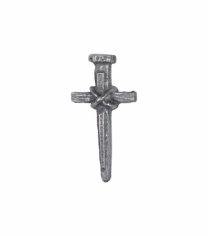 3/4 x 3/8 Inch Pewter Nail Cross Lapel Pin