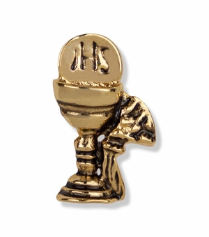 3/4 x 5/8 Inch Gold Chalice Lapel Pin