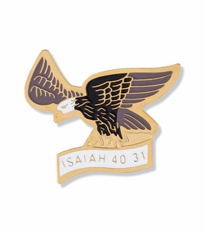 3/4 x 7/8 Gold and Enameled Soaring Eagle Isaiah 40:31 Lapel Pin