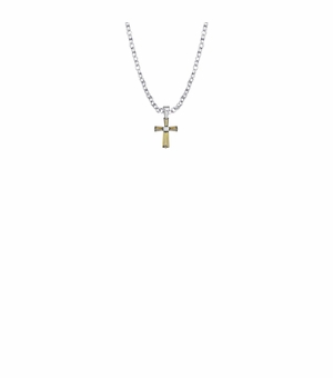 3/8 Inch Sterling Silver and Glass Crystal November Birthstone Baguette Cross Baby Necklace