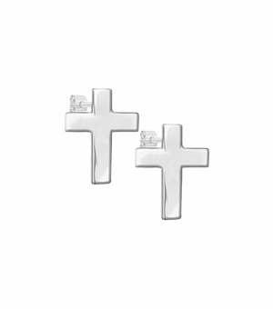 3/8 Inch Sterling Silver Cross Earrings