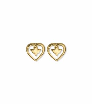 3/8 Inch Two-Tone 14KT Gold Plated Over Sterling Silver Heart Dove Earring