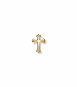 3/8 x 1/4 Inch Gold Budded Ends Cross Lapel Pin