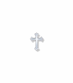 3/8 x 1/4 Inch Silver Budded Ends Cross Lapel Pin