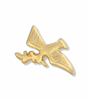 3/8 x 5/8 Gold Descending Dove with Olive Branch Lapel Pin