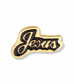 3/8 x 5/8 Inch Gold Enameled Jesus Lapel Pin