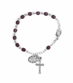 3mm January Rosary Baby Bracelet with Miraculous and Crucifix Charms