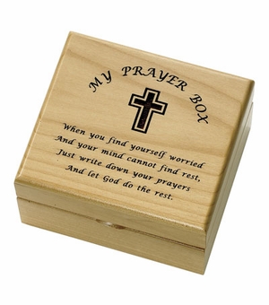 4-3/4 x 4-1/4 x 2-3/4 Inch Personalized Prayer Maple Wood Keepsake Box
