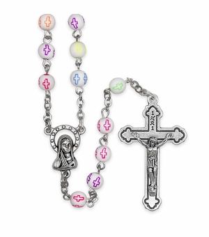 4.5mm Multi-Color Glass Bead Rosary with Crucifix and Madonna Center