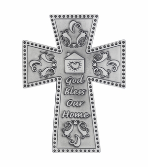 4-7/8 Inch Antiqued Pewter House Blessing Wall Cross