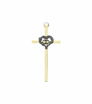 4 Inch Brass and Pewter Wedding Wall Cross