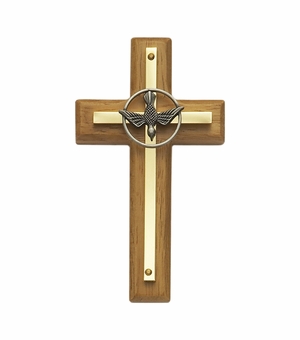 4 Inch Brass and Wood Confirmation Wall Cross