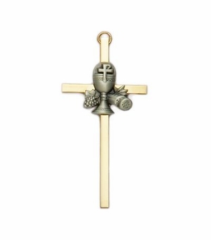 4 Inch Brass First Communion Chalice Wall Cross