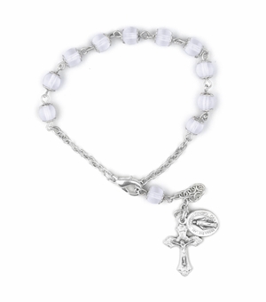 4 Inch Crystal Glass Capped Beads Rosary Bracelet